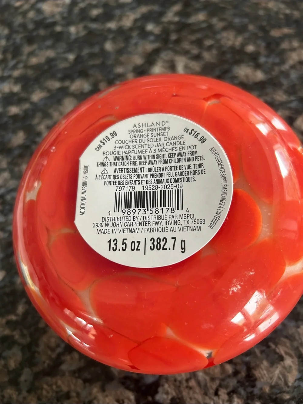 ASHLAND ORANGE SUNSET 3WICJ 13.5OZ CANDKE NWT